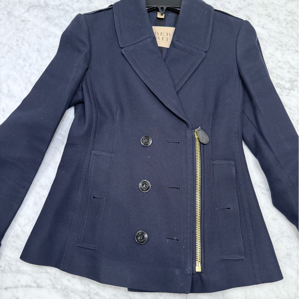 Burberry Dark Blue Double-Breasted Pea Coat